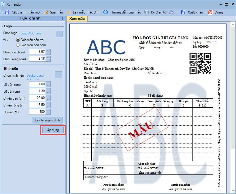 Tôi muốn thiết lập mã QR cho mẫu hóa đơn thì làm thế nào? – SME2020